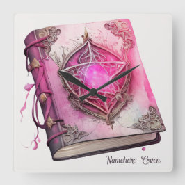 Erstellen Sie Ihre eigenen rosa Pentagramm-Blume Quadratische Wanduhr