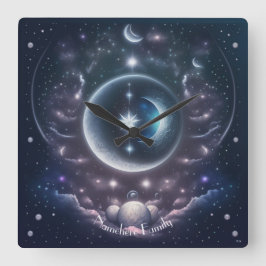 Erstellen Sie Ihre eigenen rosa Wolken und Silberm Quadratische Wanduhr