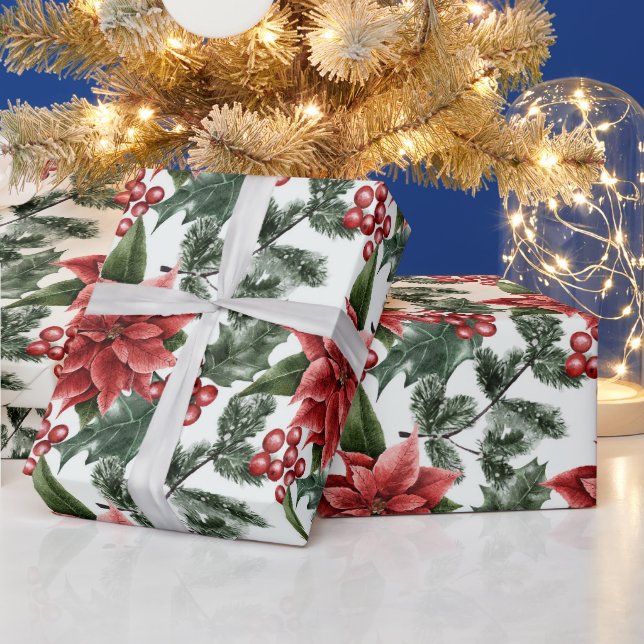 Erstellen Sie Ihre eigenen roten Poinsettias & Hol Geschenkpapier (Feiertage)