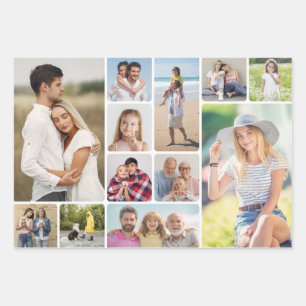 Erstellen Sie Ihre eigenen Rundecken 12 FotoCollag Geschenkpapier Set