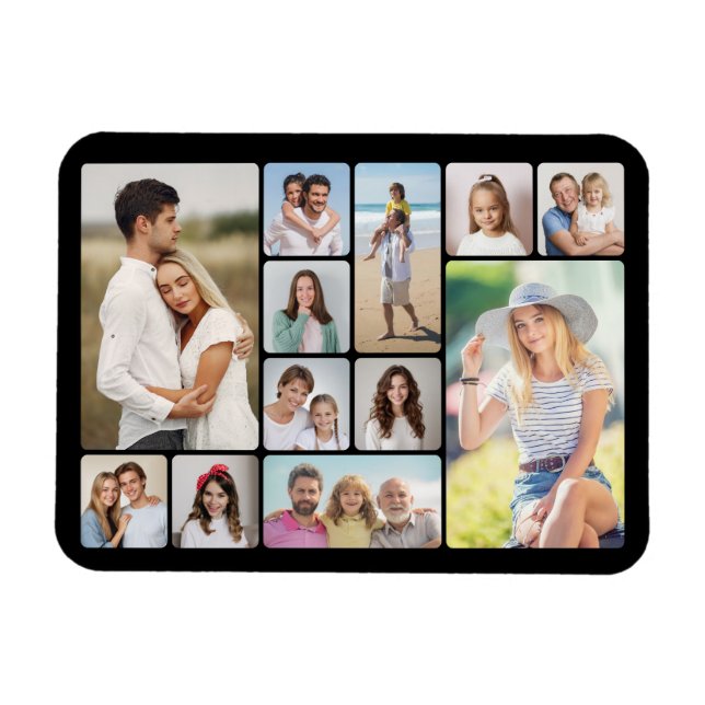 Erstellen Sie Ihre eigenen Rundecken 12 FotoCollag Magnet (Horizontal)