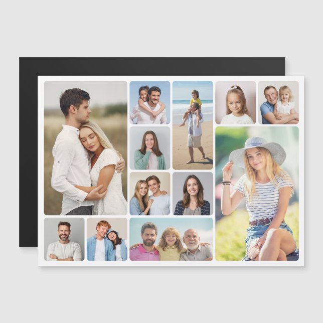 Erstellen Sie Ihre eigenen Rundecken 12 FotoCollag Magnetkarte (Vorne/Hinten)