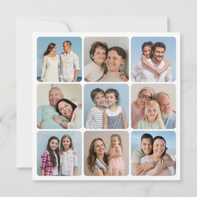 Erstellen Sie Ihre eigenen Rundecken 9 FotoCollage Karte (Vorderseite)
