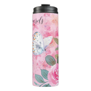 Erstellen Sie Ihre eigenen Schmetterlinge und Rosa Thermosbecher