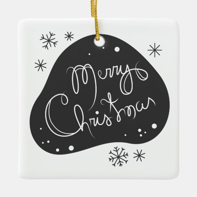 Erstellen Sie Ihre eigenen Schwarz & Weiß frohe We Keramikornament (Vorderseite)