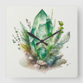 Erstellen Sie Ihre eigenen Smaragdgrünen Kristalle Quadratische Wanduhr