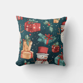 Erstellen Sie Ihre eigenen Snowman Geschenke Grün Kissen