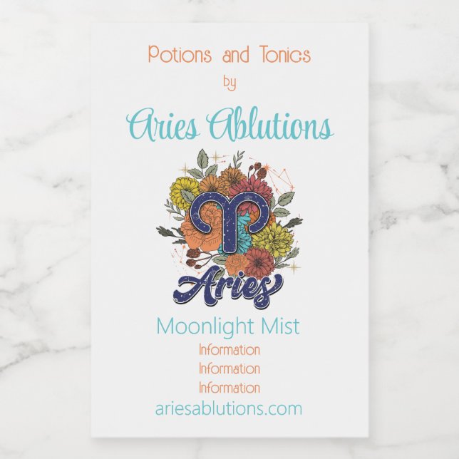 Erstellen Sie Ihre eigenen Sterne Floral Aries Zod Weinetikett (Einzelnes Label)