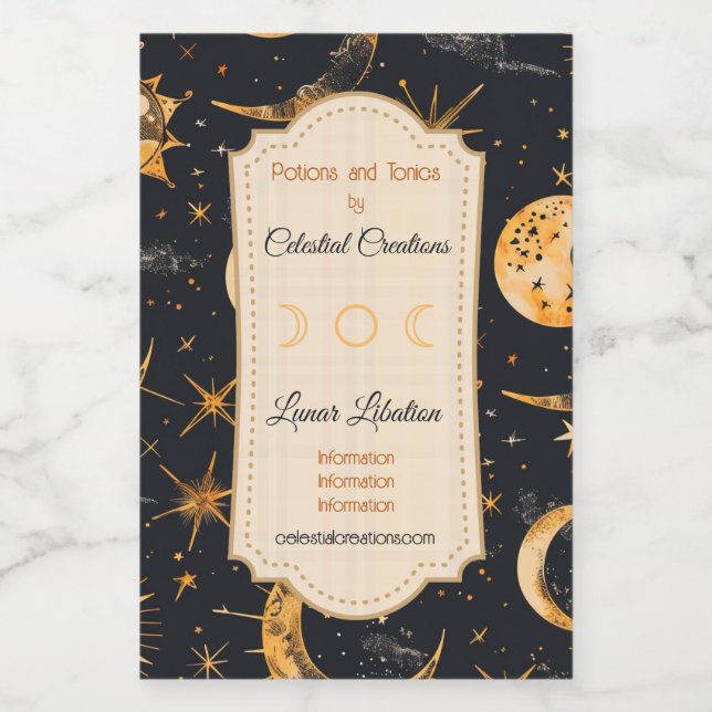 Erstellen Sie Ihre eigenen Sun Moon Stars Celestis Weinetikett (Einzelnes Label)