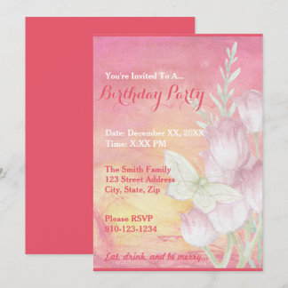 Erstellen Sie Ihre eigenen Tulip Butterfly-Party E Einladung