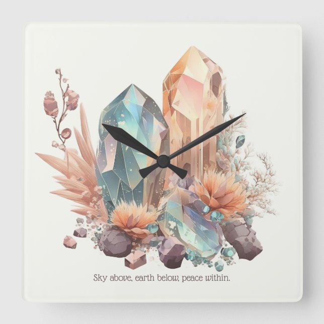 Erstellen Sie Ihre eigenen unglaublichen Kristalle Quadratische Wanduhr (Vorderseite)