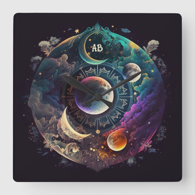 Erstellen Sie Ihre eigenen vielen mystischen Wolke Quadratische Wanduhr (Vorderseite)