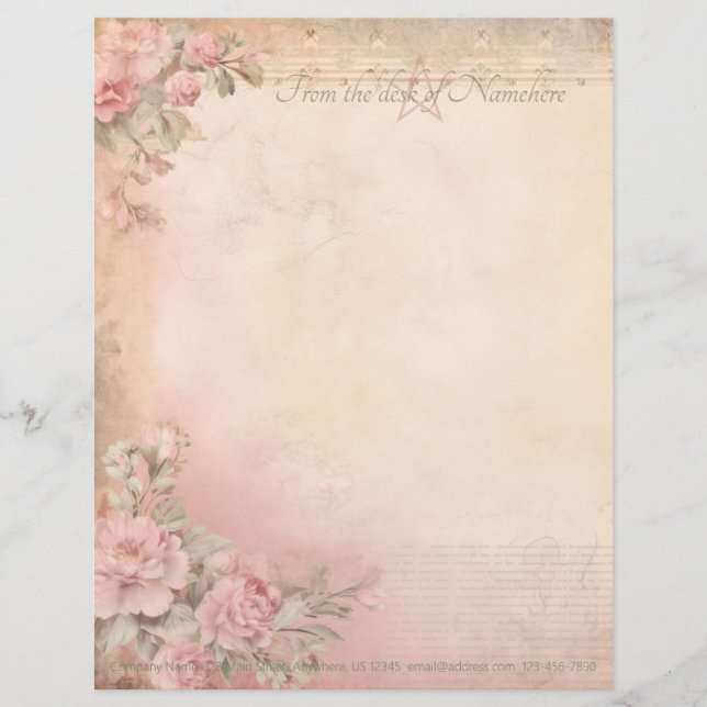 Erstellen Sie Ihre eigenen viktorianischen rosa Ne Briefbogen (Vorderseite)