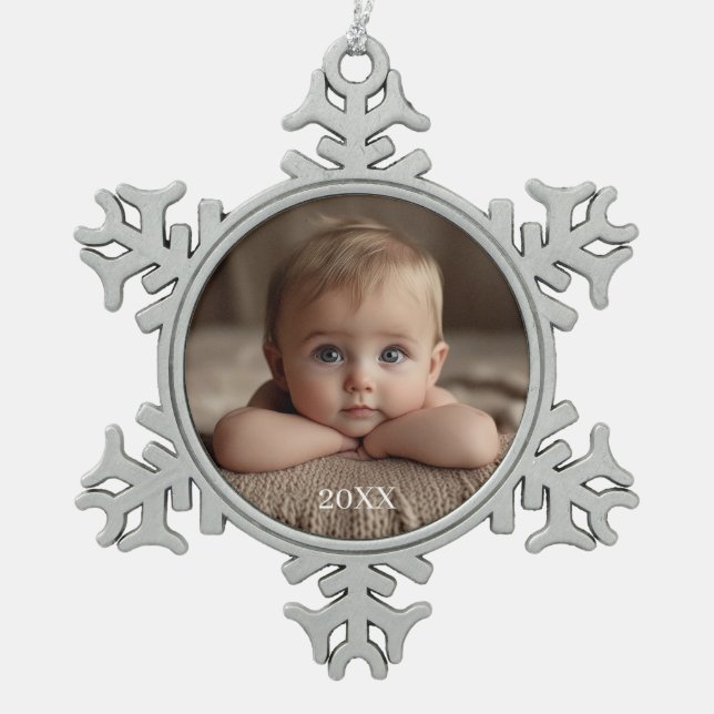 Erstellen Sie Ihre eigenen Weihnachts- oder Feiert Schneeflocken Zinn-Ornament (Vorderseite)