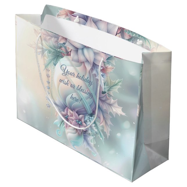 Erstellen Sie Ihre eigenen Weihnachtspoinsettias O Große Geschenktüte (Rückseite Schrägansicht)