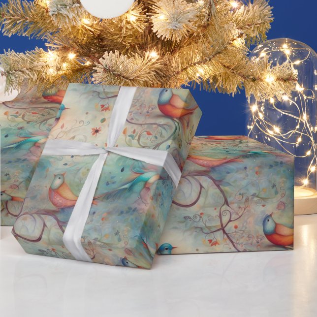 Erstellen Sie Ihre eigenen wunderlichen Singvögel  Geschenkpapier (Feiertage)