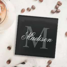 Erstellen Sie Ihre Individuelle Name-Monogramm-Kal Glasuntersetzer