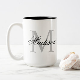 Erstellen Sie Ihre Individuelle Name-Monogramm-Kal Zweifarbige Tasse