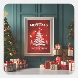 "Erstellen Sie Ihre individuellen Weihnachtsaufkle Quadratischer Aufkleber