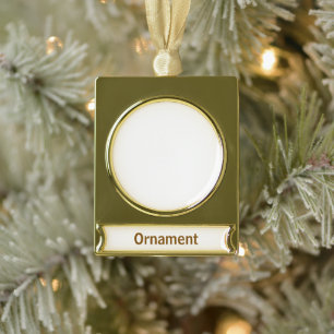 Erstellen Sie Ihre persönliche 2,4" l x 1,95" b Banner-Ornament Gold