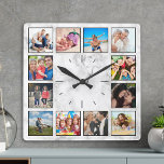 Erstellen Sie Ihren benutzerdefinierten Fotomateri Quadratische Wanduhr<br><div class="desc">Erstellen Sie Ihre eigene personalisierte 12-Foto-Collage Wanduhr mit Ihren individuellen Bildern auf einem eleganten, weißen Marmorhintergrund. Fügen Sie Ihre Lieblings-Fotos, Designs oder Kunstwerke, um etwas wirklich Einzigartiges zu schaffen. Um diese Designvorlage zu bearbeiten, laden Sie einfach Ihr eigenes Bild wie oben gezeigt hoch. Sie können ganz einfach mehr Text oder...</div>