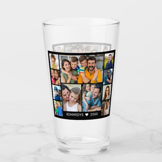 Erstellen Sie Ihren eigenen 11-Collage-Familiennam Glas (Vorderseite)