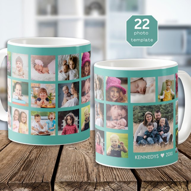Erstellen Sie Ihren eigenen 22-Collage-Familiennam Kaffeetasse (Von Creator hochgeladen)