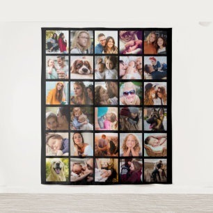 Erstellen Sie Ihren eigenen 30-Quadrat-Foto-Collag Wandteppich