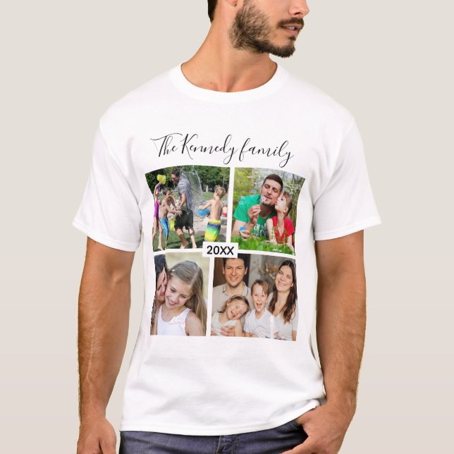 Erstellen Sie Ihren eigenen 4-Foto Collage Familie T-Shirt (Vorderseite)