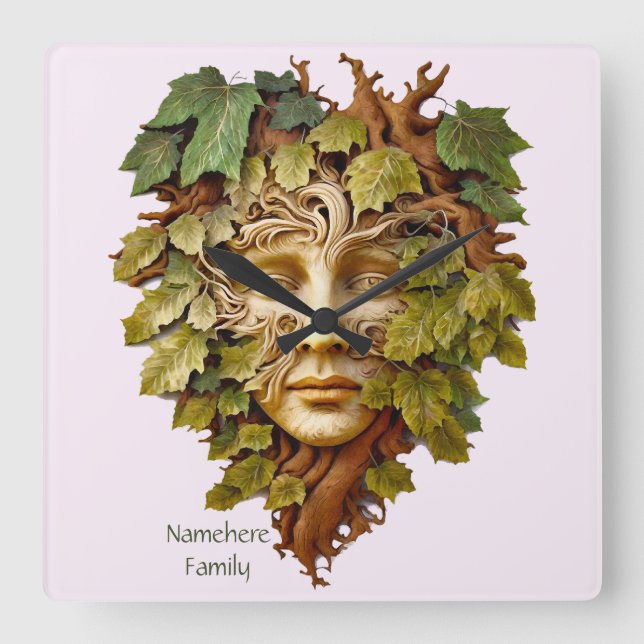 Erstellen Sie Ihren eigenen Ahorngrün Quadratische Wanduhr (Vorderseite)