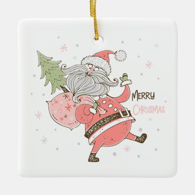 Erstellen Sie Ihren eigenen Albernen Weihnachtsman Keramikornament (Vorderseite)