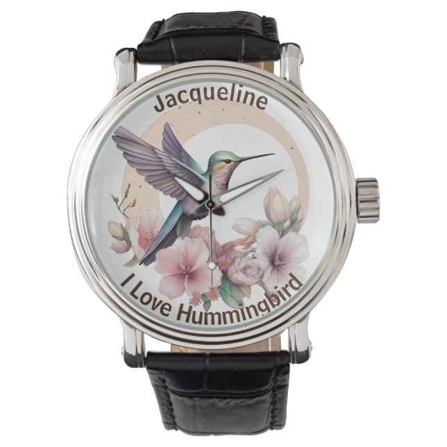 Erstellen Sie Ihren eigenen Aquarell Hummingbird-I Armbanduhr (Vorderseite)