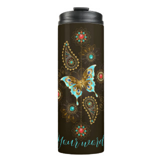Erstellen Sie Ihren eigenen Blue Butterfly Paisley Thermosbecher