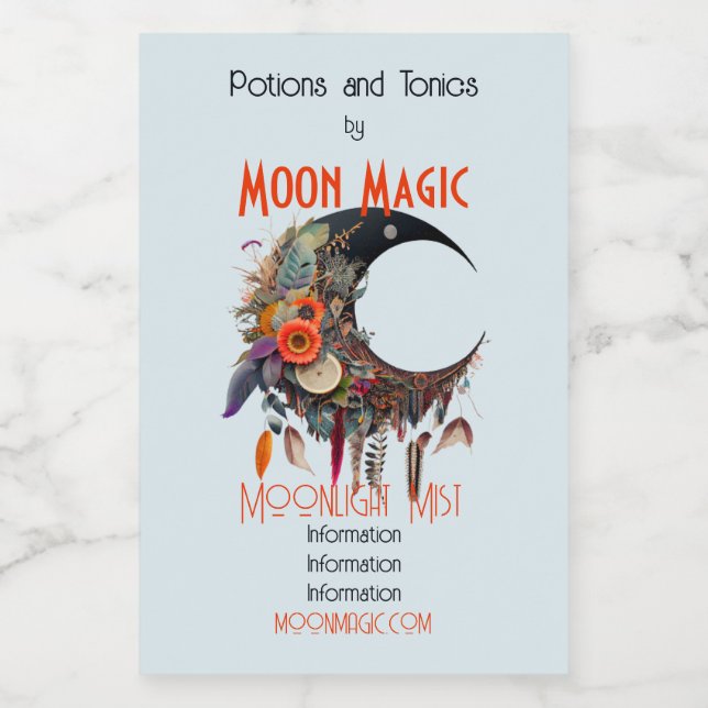 Erstellen Sie Ihren eigenen Boho 3D Blumenmond Weinetikett (Einzelnes Label)