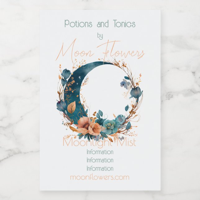 Erstellen Sie Ihren eigenen Boho Aquamarin & Peach Weinetikett (Einzelnes Label)