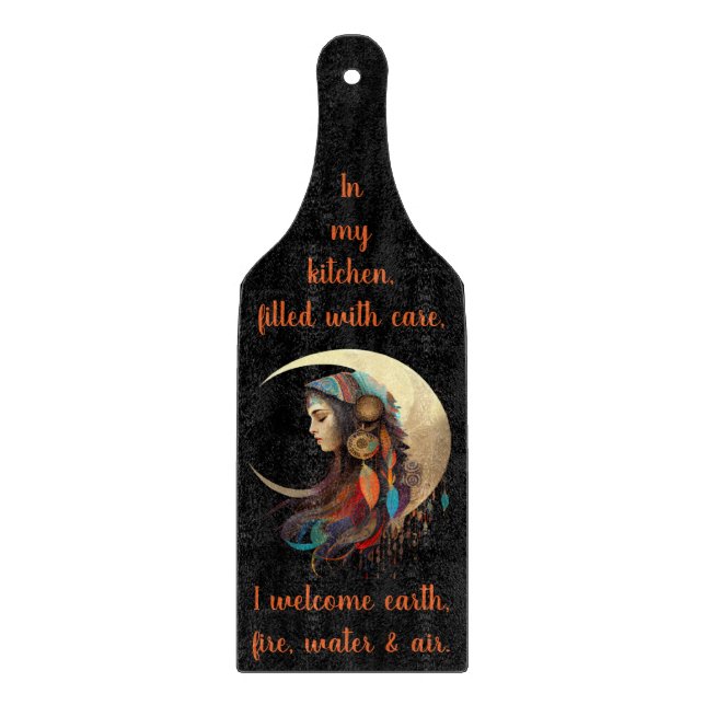 Erstellen Sie Ihren eigenen Boho Crescent Moon & F Schneidebrett (Vorderseite)