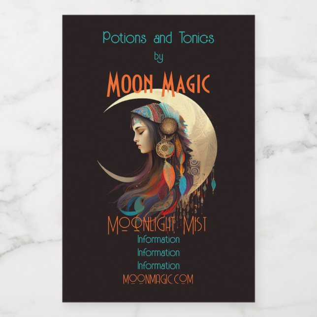 Erstellen Sie Ihren eigenen Boho Crescent Moon & F Weinetikett (Einzelnes Label)