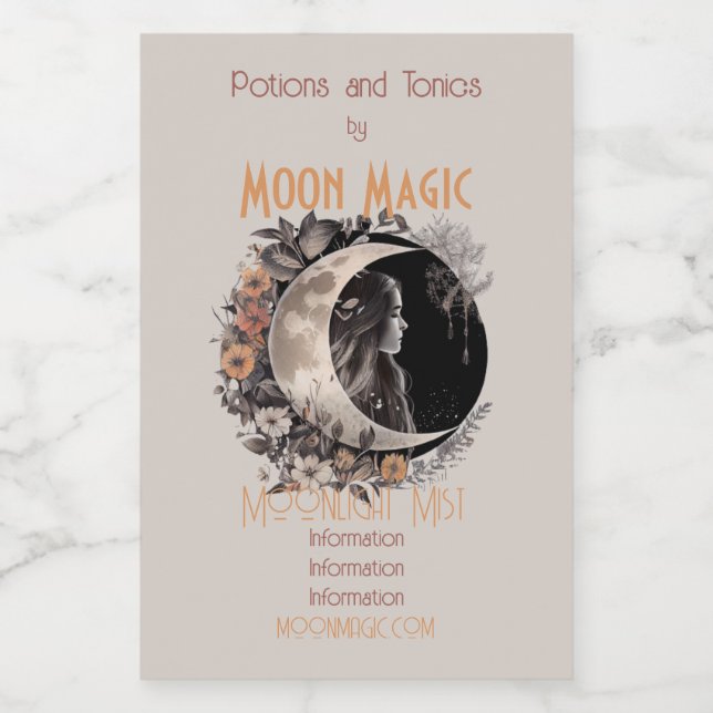 Erstellen Sie Ihren eigenen Boho Peach & Grauen Bl Weinetikett (Einzelnes Label)