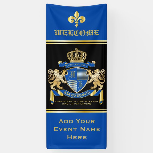 Erstellen Sie Ihren eigenen Coat von Arms Blue Gol Banner (Vertikal)