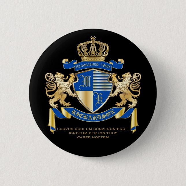 Erstellen Sie Ihren eigenen Coat von Arms Blue Gol Button (Vorderseite)