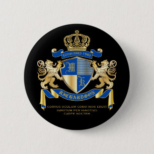 Erstellen Sie Ihren eigenen Coat von Arms Blue Gol Button