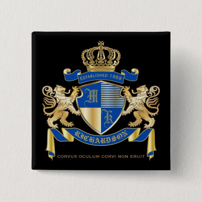 Erstellen Sie Ihren eigenen Coat von Arms Blue Gol Button (Vorderseite)