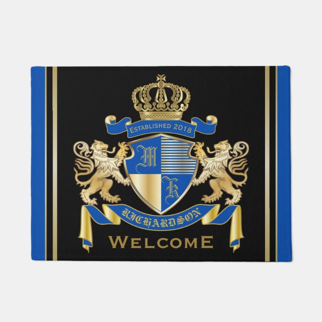 Erstellen Sie Ihren eigenen Coat von Arms Blue Gol Fußmatte (Vorderseite)