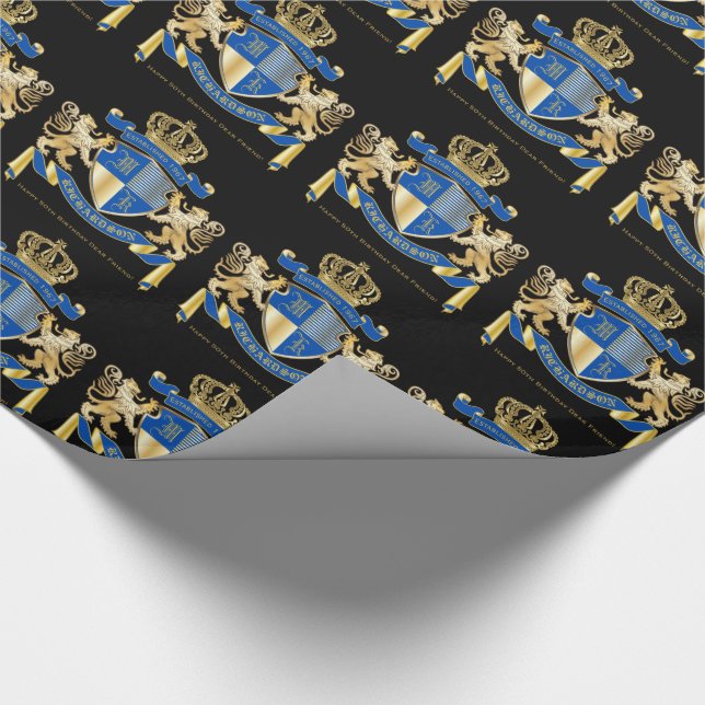 Erstellen Sie Ihren eigenen Coat von Arms Blue Gol Geschenkpapier (Ecke)
