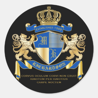 Erstellen Sie Ihren eigenen Coat von Arms Blue Gol Runder Aufkleber