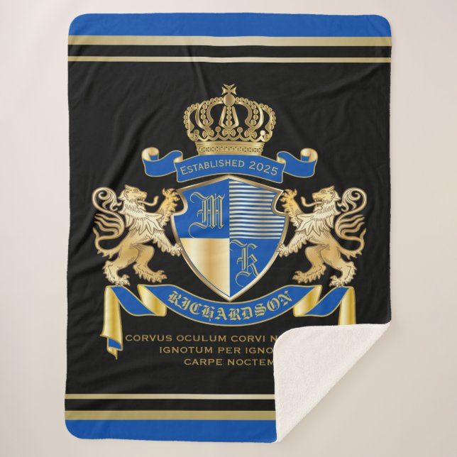 Erstellen Sie Ihren eigenen Coat von Arms Blue Gol Sherpadecke (Vorderseite)