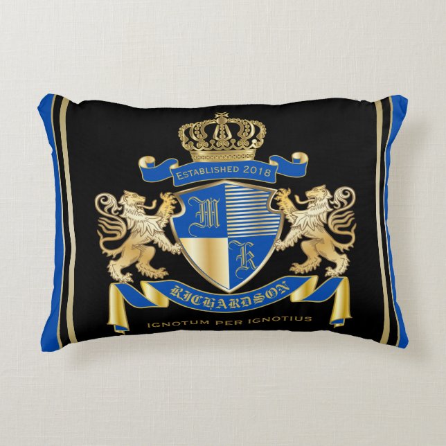Erstellen Sie Ihren eigenen Coat von Arms Blue Gol Zierkissen (Vorderseite)