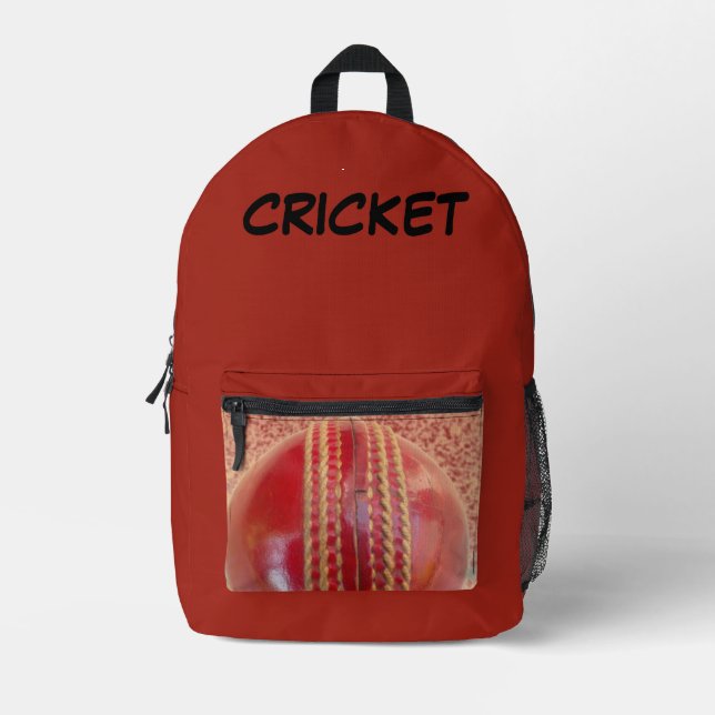 Erstellen Sie Ihren eigenen Cricket Ball Bedruckter Rucksack (Vorderseite)