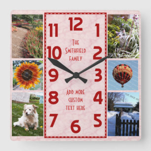 Erstellen Sie Ihren eigenen Deko 6 Foto Collage Ro Quadratische Wanduhr