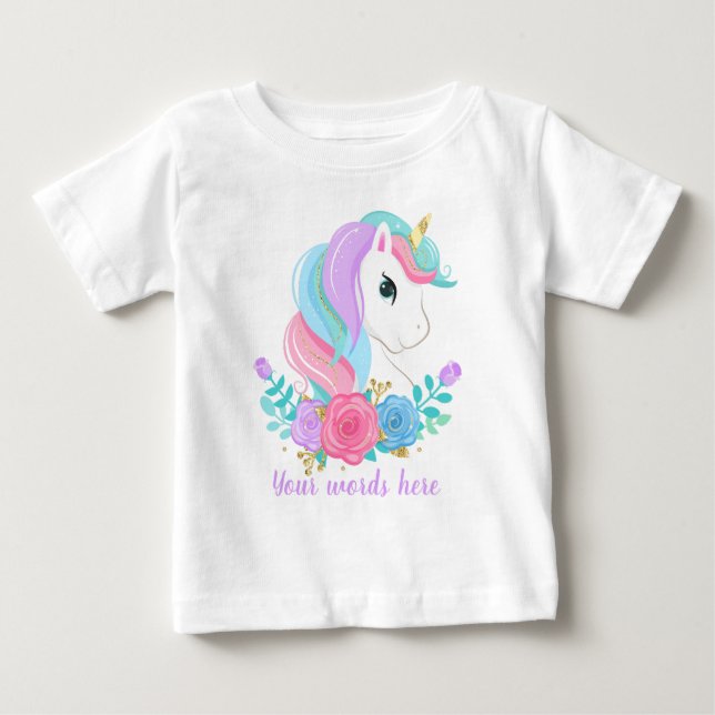 Erstellen Sie Ihren eigenen Einhornkopf und Ihre e Baby T-shirt (Vorderseite)